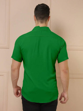 Camisa Social Masculino Manga Curta De Botão Lisa