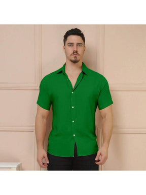 Camisa Social Masculino Manga Curta De Botão Lisa