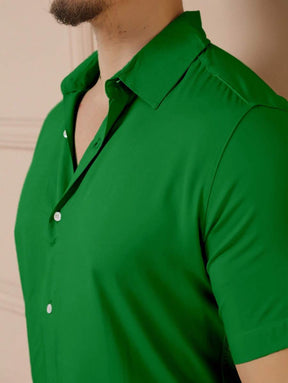 Camisa Social Masculino Manga Curta De Botão Lisa