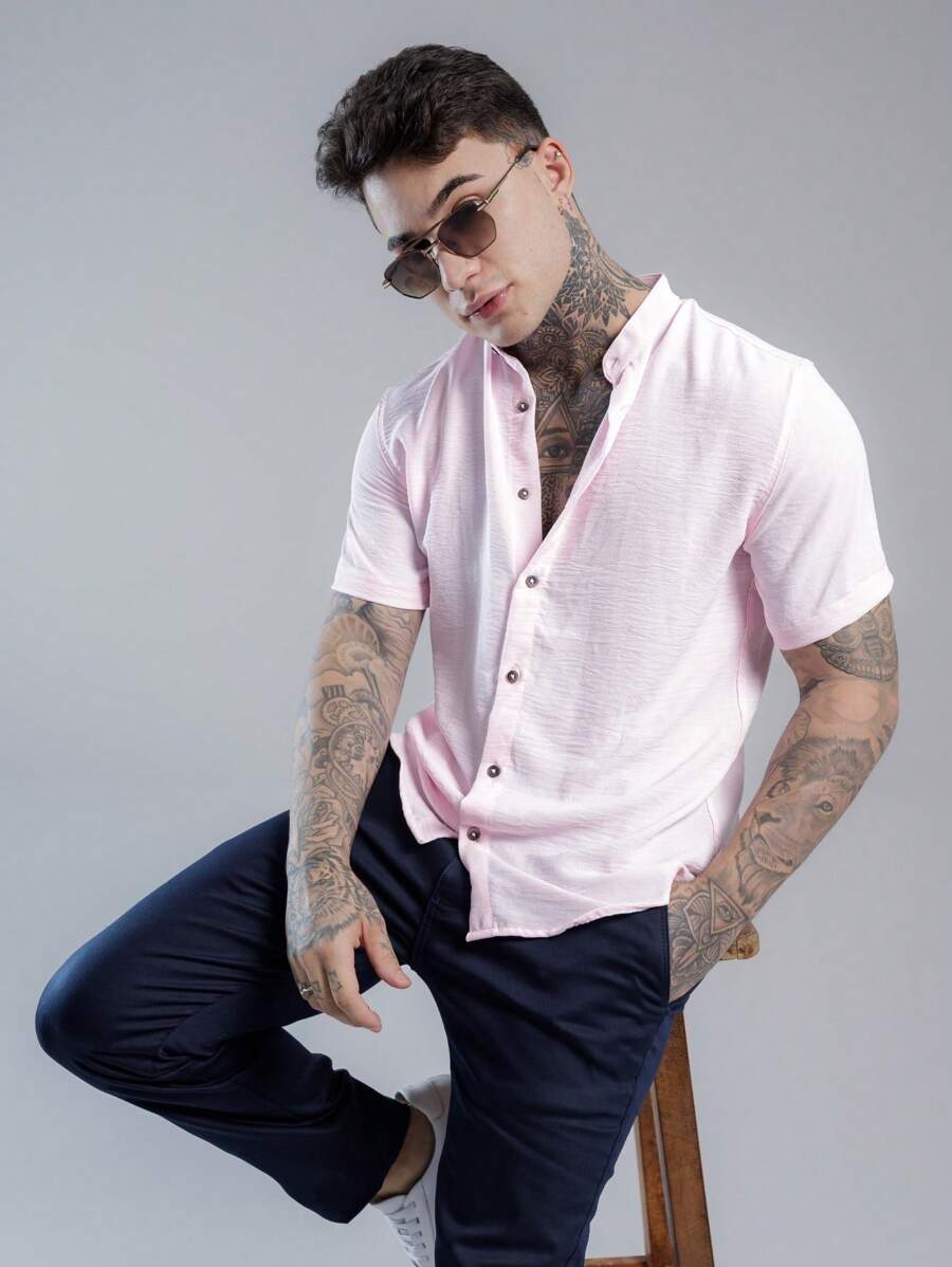 Camisa Masculina Manga Curta Gola Padre Qualidade Premium