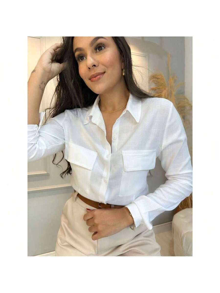 Camisa Social Feminina Manga Longa