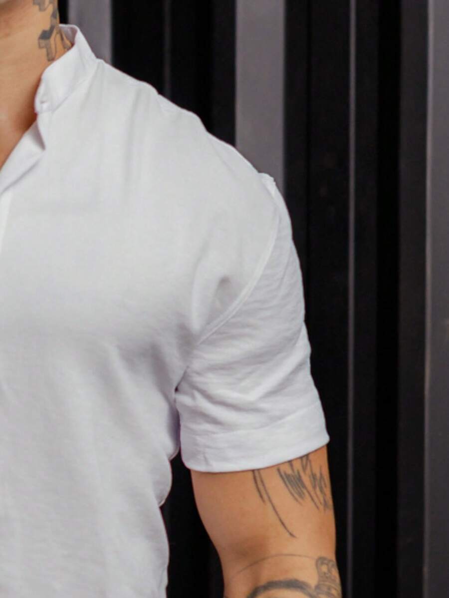 Camisa Masculina Manga Curta Gola Padre Qualidade Premium