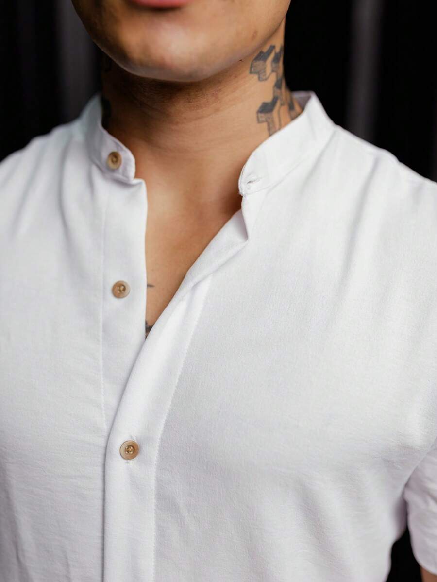 Camisa Masculina Manga Curta Gola Padre Qualidade Premium