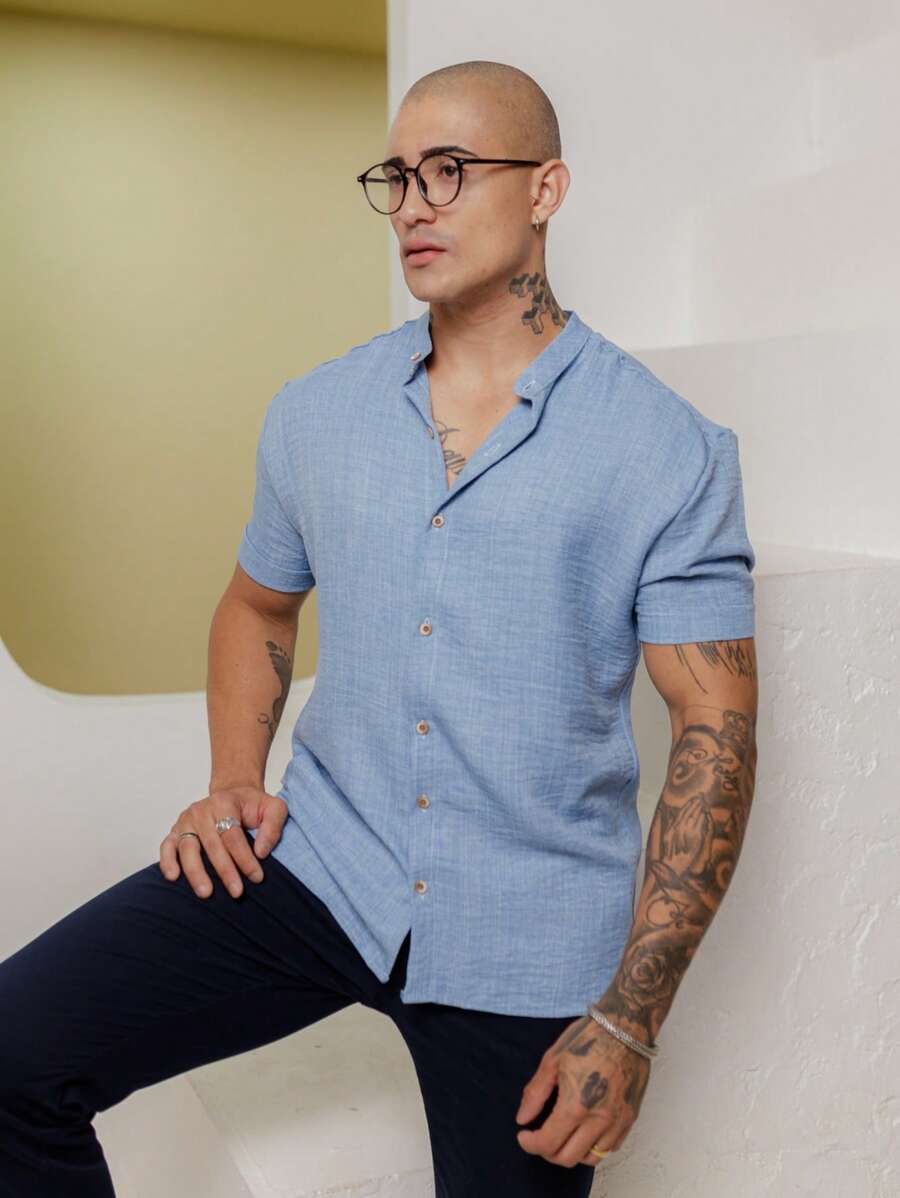 Camisa Masculina Manga Curta Gola Padre Qualidade Premium