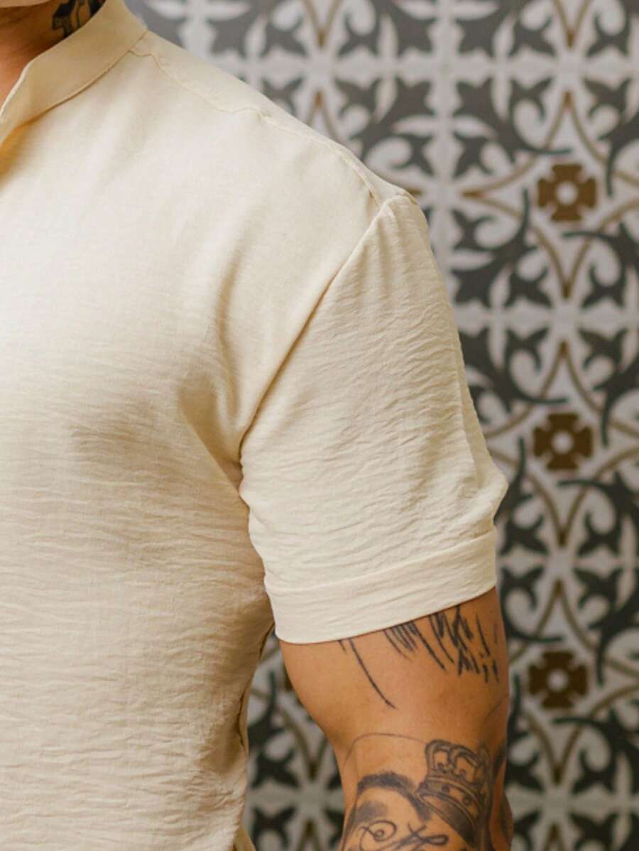 Camisa Masculina Manga Curta Gola Padre Qualidade Premium