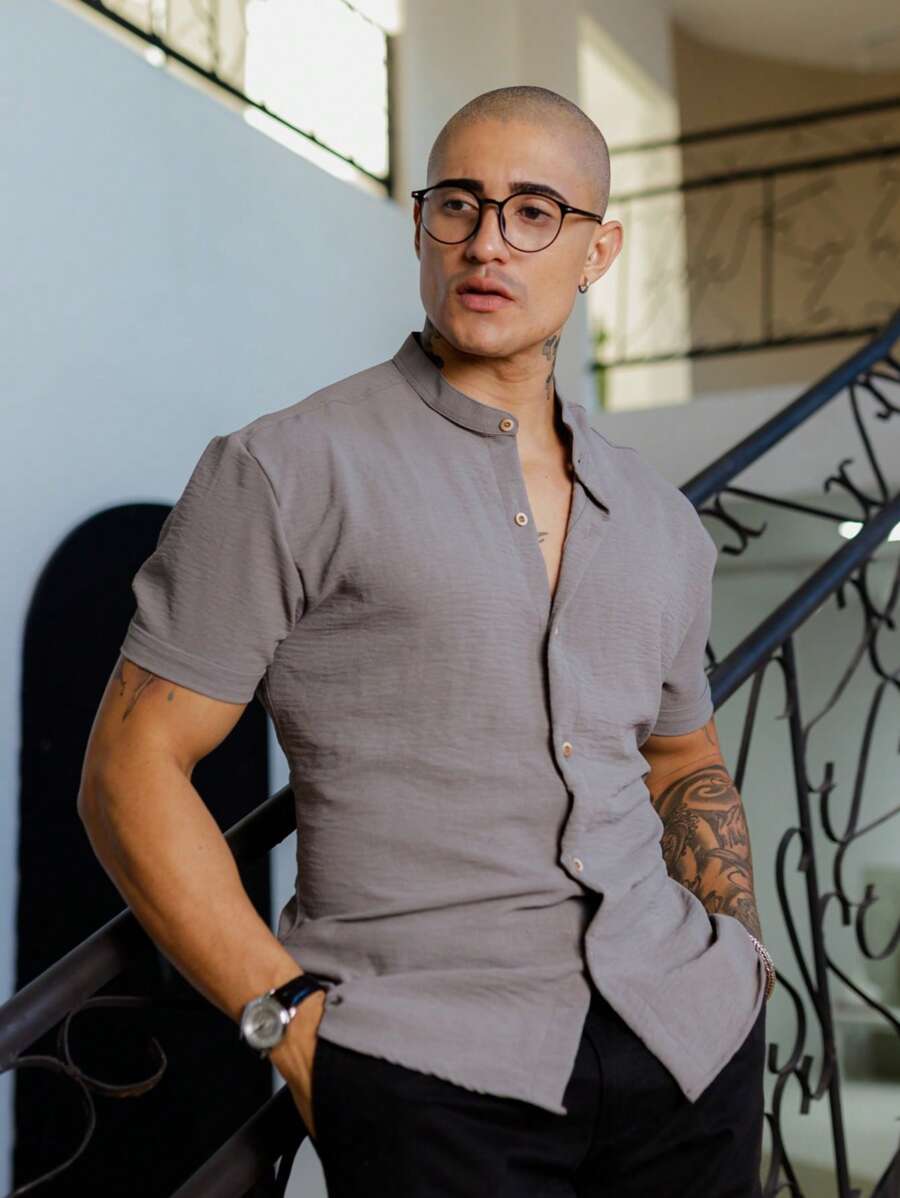Camisa Masculina Manga Curta Gola Padre Qualidade Premium