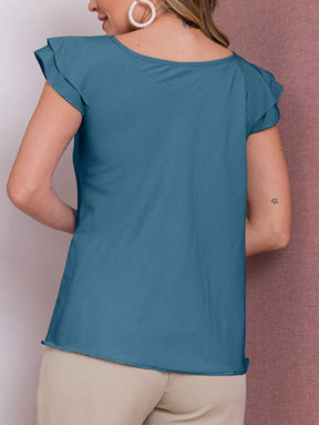 Blusa Feminina Babado Manga Curta Regata Moda Verão