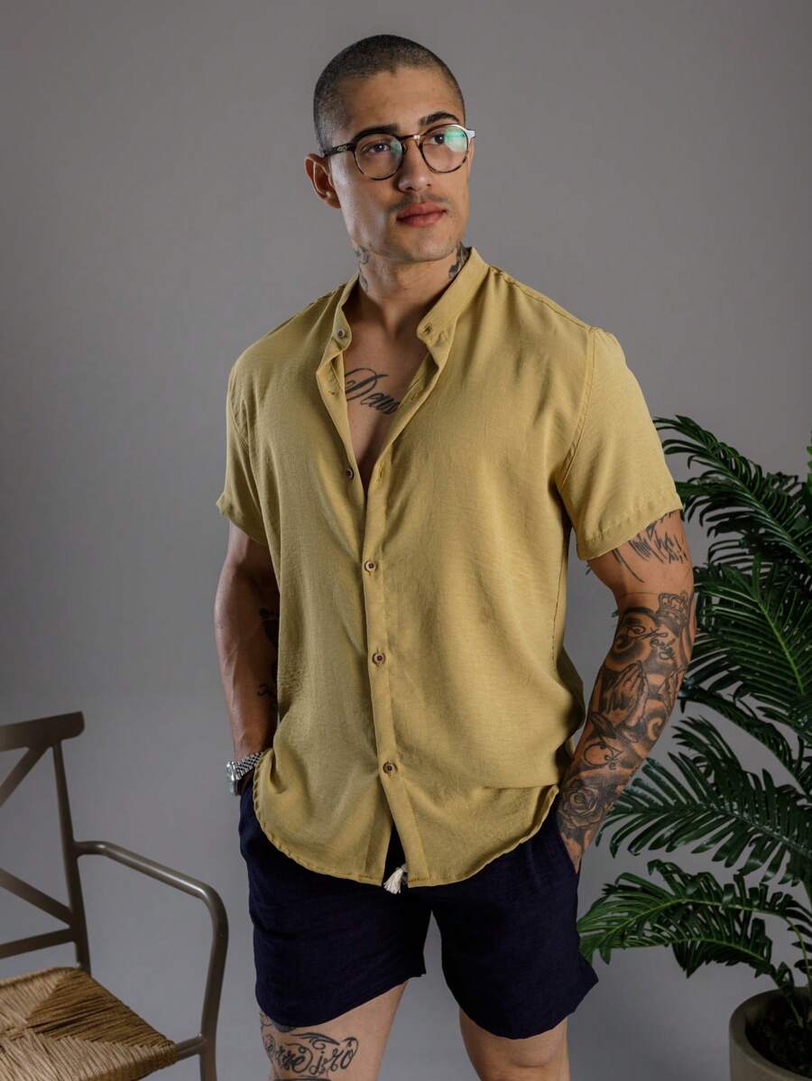 Camisa Masculina Manga Curta Gola Padre Qualidade Premium