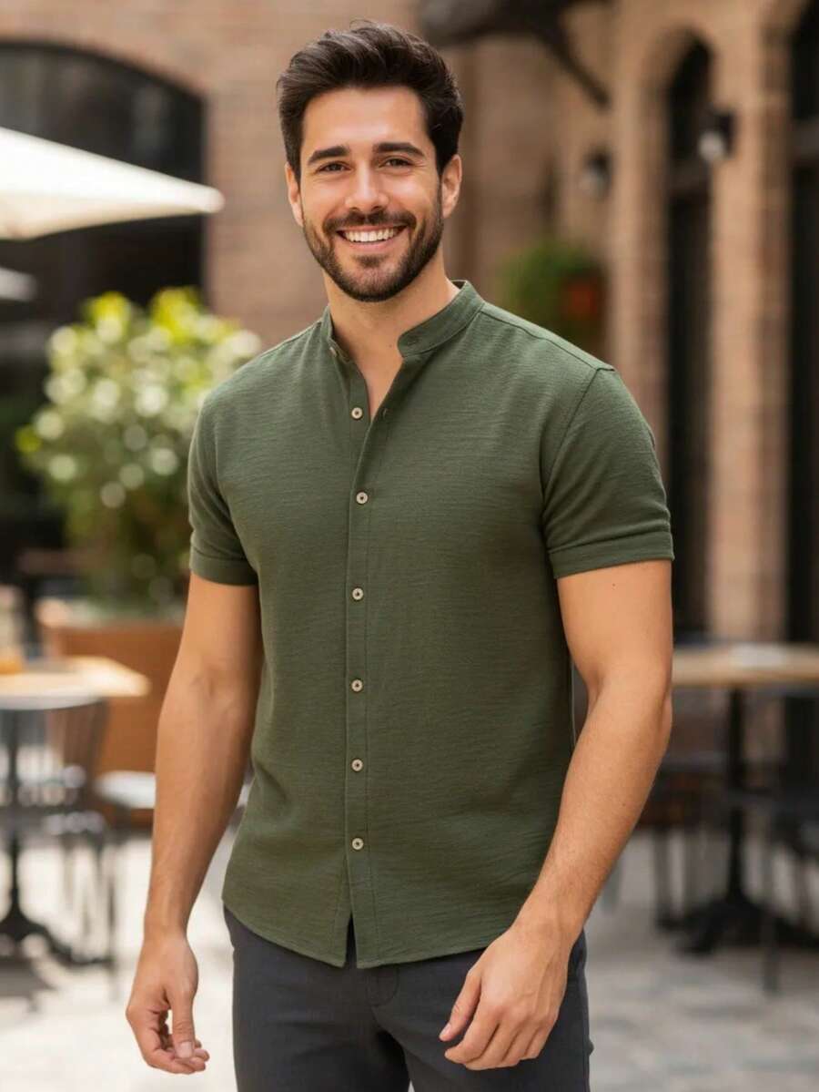 Camisa Masculina Manga Curta Gola Padre Qualidade Premium