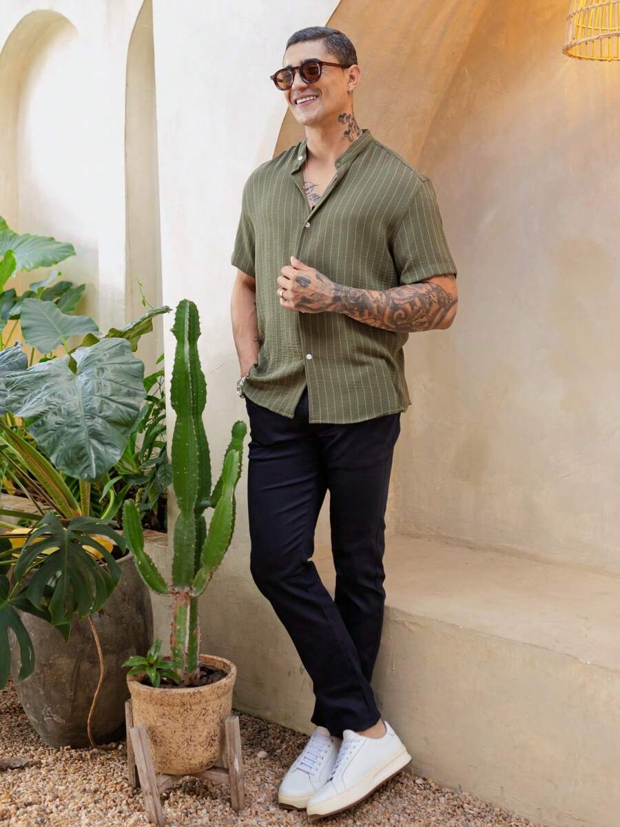 Camisa Masculina Manga Curta Gola Padre Qualidade Premium