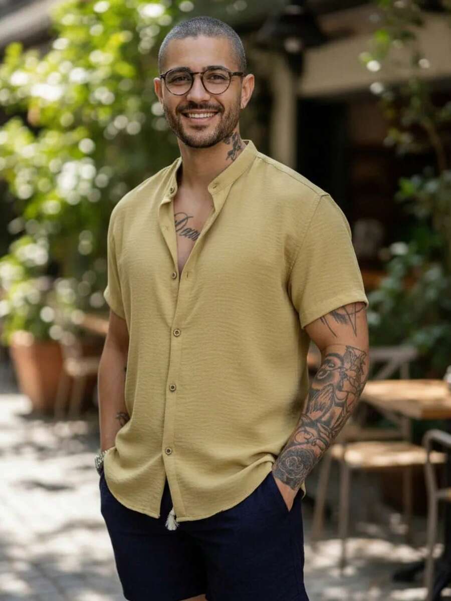 Camisa Masculina Manga Curta Gola Padre Qualidade Premium