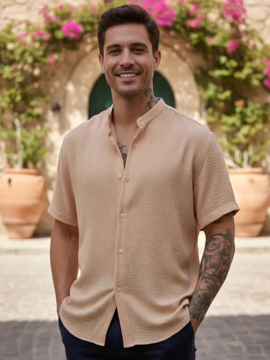 Camisa Masculina Manga Curta Gola Padre Qualidade Premium