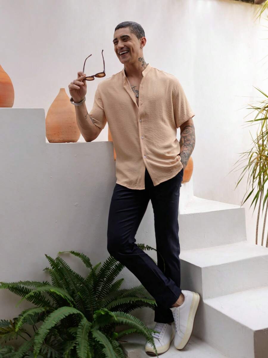 Camisa Masculina Manga Curta Gola Padre Qualidade Premium