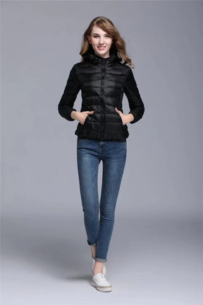 Jaqueta Puffer Feminina Básica com Capuz Annabele
