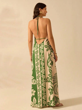 Vestido Longo Casual Tropical Frente-Única