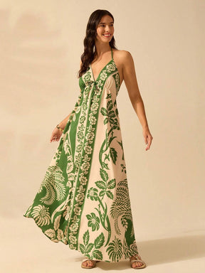 Vestido Longo Casual Tropical Frente-Única