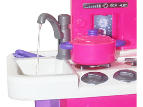 Brinquedo Cozinha Completa + Acessórios Big Star 16 Peças Cor Rosa