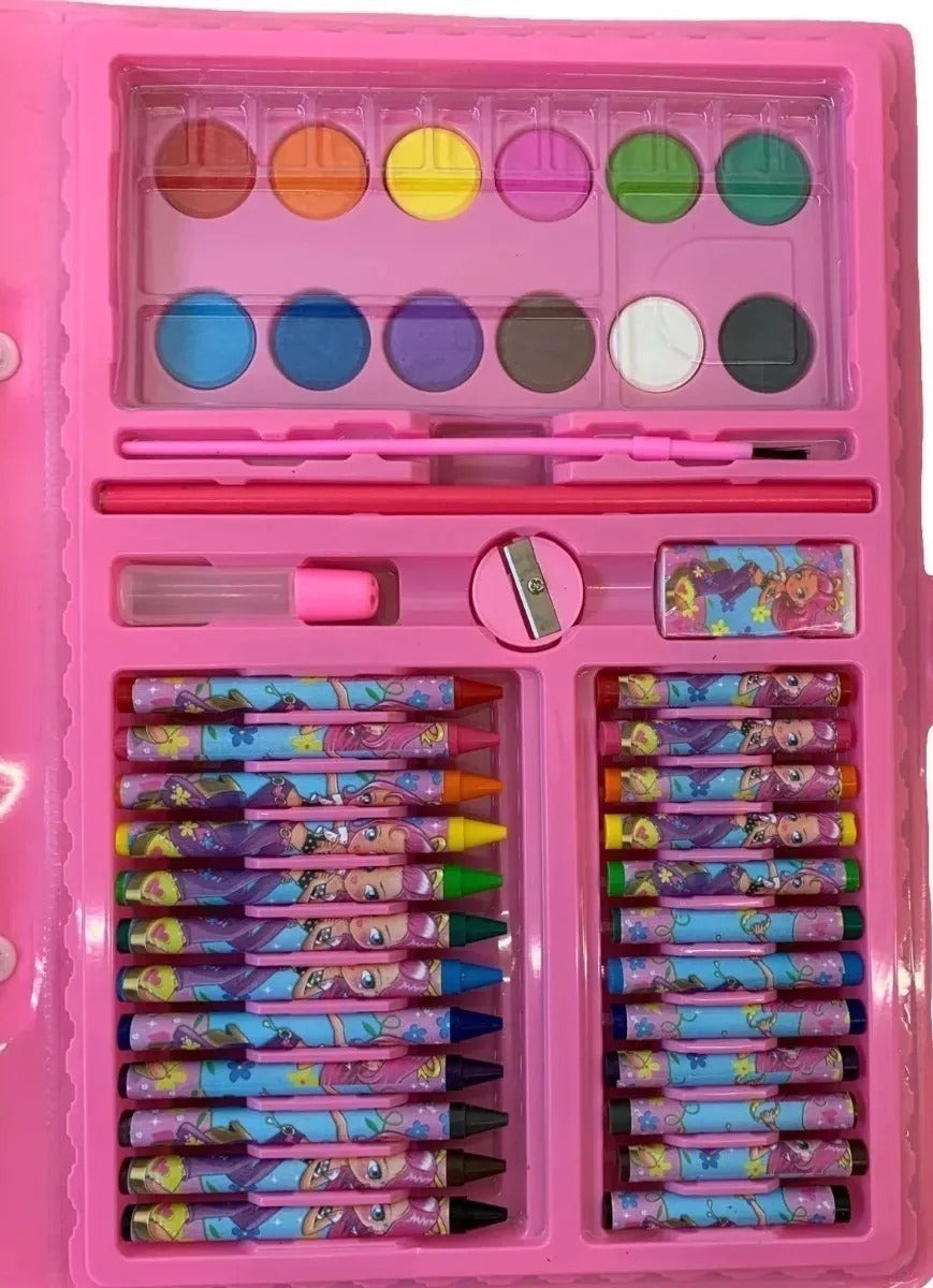 Ninho Boy 68 peças Cor Unicornio Maleta Pintura Infantil Estojo Escolar Canetinha