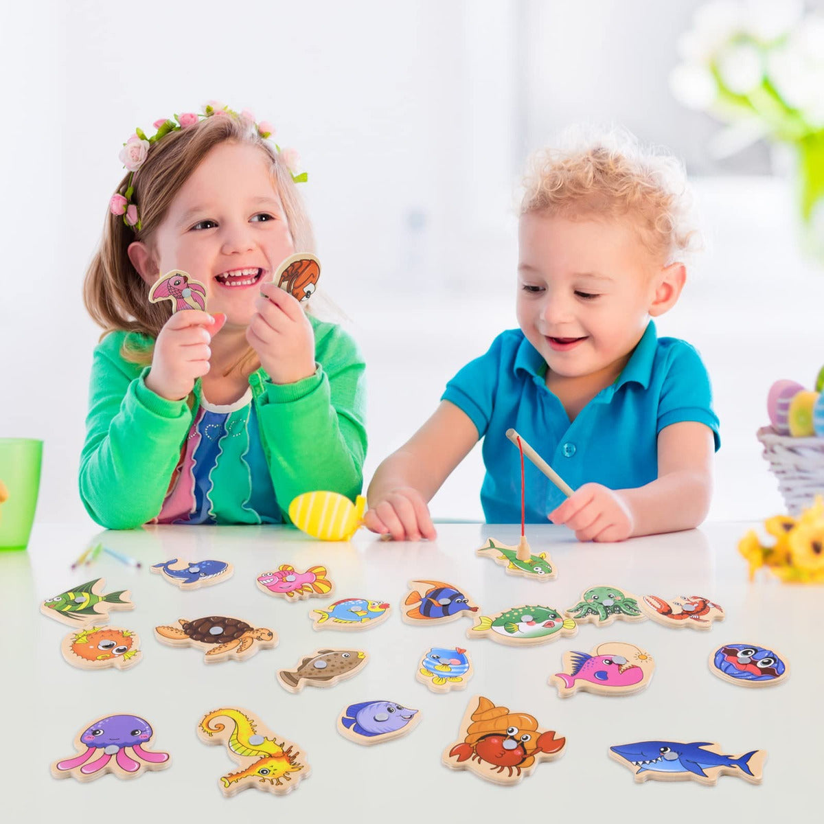 Brinquedo Magnética Infantil Pescaria 51 Peixes + 3 Varinhas Cor 51pz