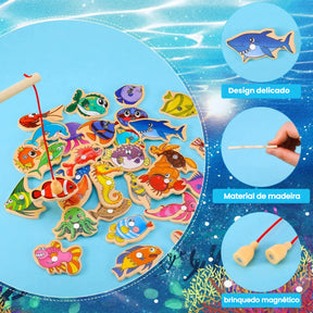 Brinquedo Magnética Infantil Pescaria 51 Peixes + 3 Varinhas Cor 51pz