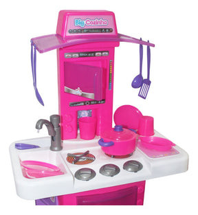 Brinquedo Cozinha Completa + Acessórios Big Star 16 Peças Cor Rosa