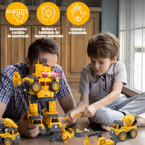 Robô Carrinho Brinquedo 5 em 1 Construbots Monta e Desmonta Educativo Infantil com Ferramentas Criativas
