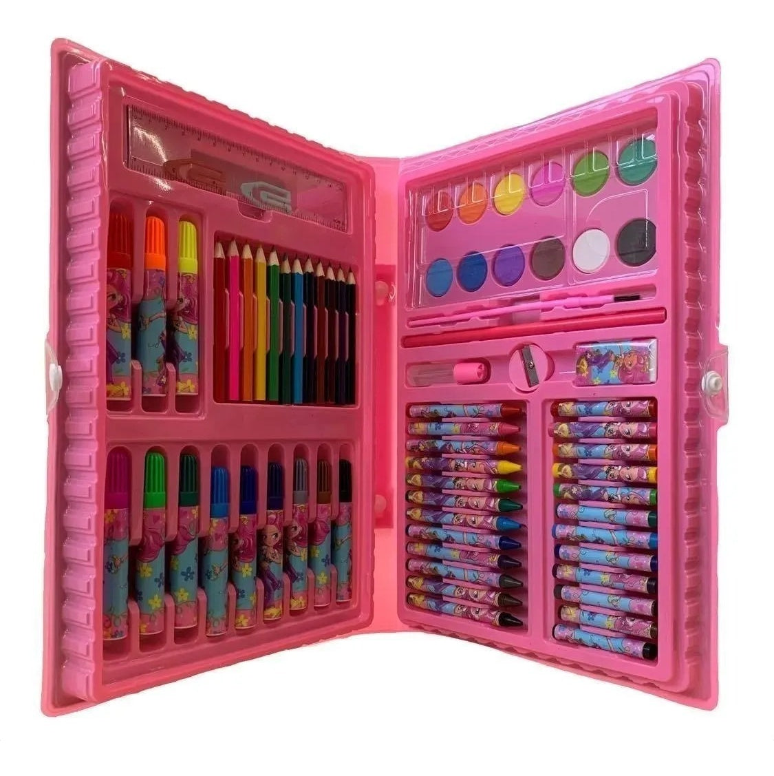 Ninho Boy 68 peças Cor Unicornio Maleta Pintura Infantil Estojo Escolar Canetinha