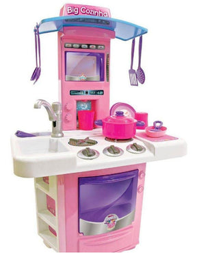 Brinquedo Cozinha Completa + Acessórios Big Star 16 Peças Cor Rosa