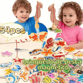 Brinquedo Magnética Infantil Pescaria 51 Peixes + 3 Varinhas Cor 51pz