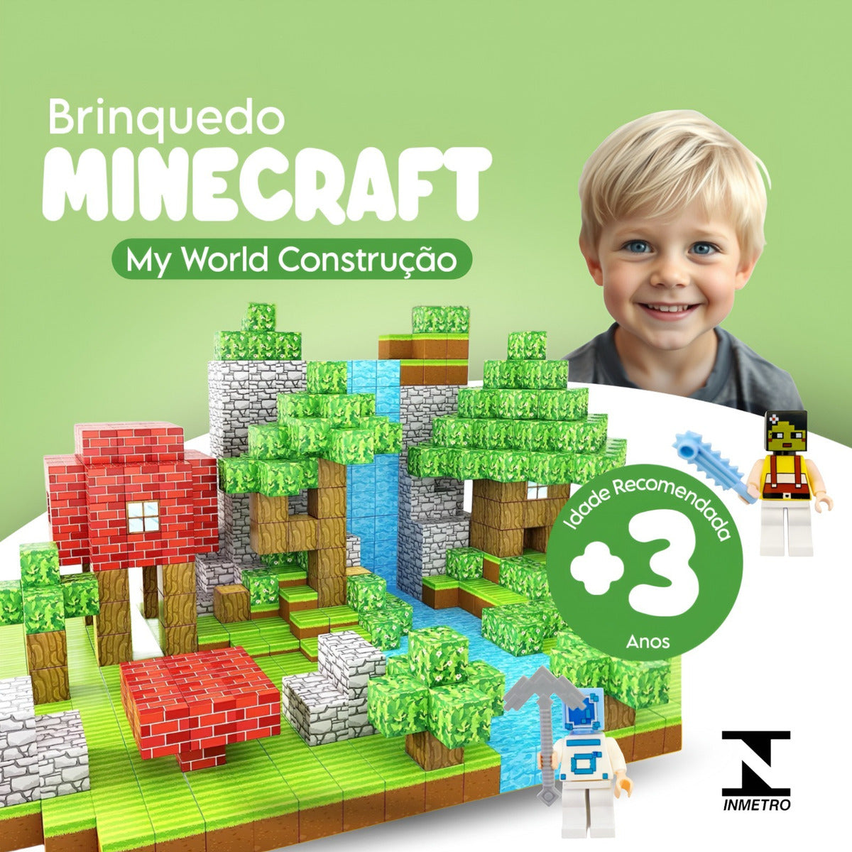 Kit 87 Blocos Magnéticos Construção Minecraft Brinquedo Quantidade De Peças 32