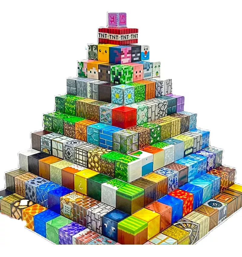 Kit 87 Blocos Magnéticos Construção Minecraft Brinquedo Quantidade De Peças 32