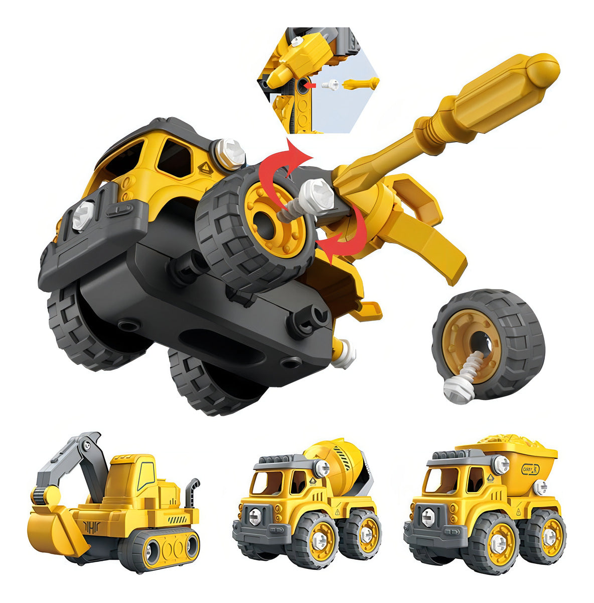 Robô Carrinho Brinquedo 5 em 1 Construbots Monta e Desmonta Educativo Infantil com Ferramentas Criativas