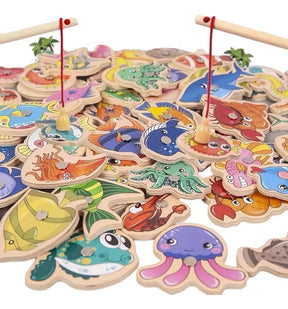 Brinquedo Magnética Infantil Pescaria 51 Peixes + 3 Varinhas Cor 51pz