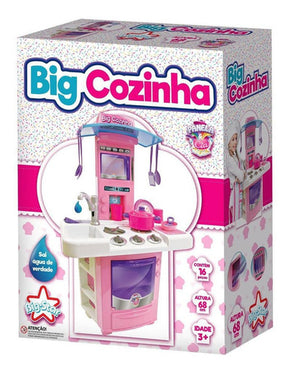 Brinquedo Cozinha Completa + Acessórios Big Star 16 Peças Cor Rosa