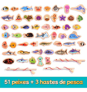 Brinquedo Magnética Infantil Pescaria 51 Peixes + 3 Varinhas Cor 51pz