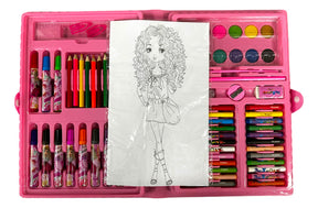 Ninho Boy 68 peças Cor Unicornio Maleta Pintura Infantil Estojo Escolar Canetinha