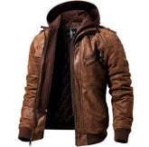Jaqueta Masculina de Motoqueiro com Capuz Removível e Forro Quente – (Promoção de Inverno 2025)