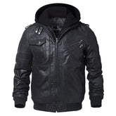 Jaqueta Masculina de Motoqueiro com Capuz Removível e Forro Quente – (Promoção de Inverno 2025)