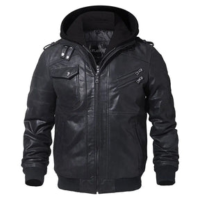 Jaqueta Masculina de Motoqueiro com Capuz Removível e Forro Quente – (Promoção de Inverno 2025)