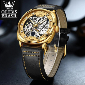 Relógio Masculino Automático Olevs Infinity Gold