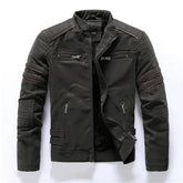 Jaqueta Masculina Estilo Motoqueiro com Forro Peluciado Acabamento Lavado – (Promoção de Inverno 2025)