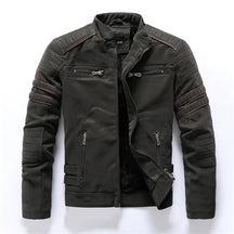 Jaqueta Masculina Estilo Motoqueiro com Forro Peluciado Acabamento Lavado – (Promoção de Inverno 2025)