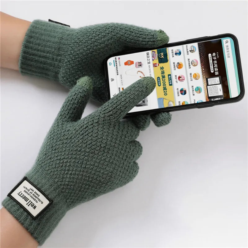 Luvas Masculinas de Inverno em Malha Premium com Função Touch