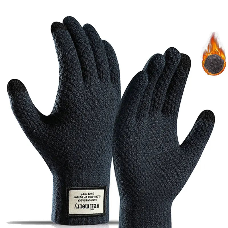 Luvas Masculinas de Inverno em Malha Premium com Função Touch