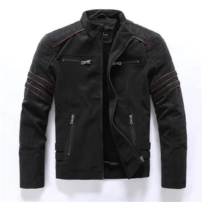 Jaqueta Masculina Estilo Motoqueiro com Forro Peluciado Acabamento Lavado – (Promoção de Inverno 2025)
