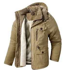 Jaqueta Parka Masculina com Capuz Forrada em Fleece e Algodão Estilo Militar – (Promoção de Inverno 2025)