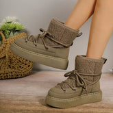 Bota Feminina com Solado Grosso e Cadarço Conforto Para o Inverno – (Promoção de Inverno 2025)