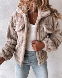 Jaqueta Feminina com Gola Dobrável Estilo Casual Elegante Aconchegante – (Promoção de Inverno 2025)
