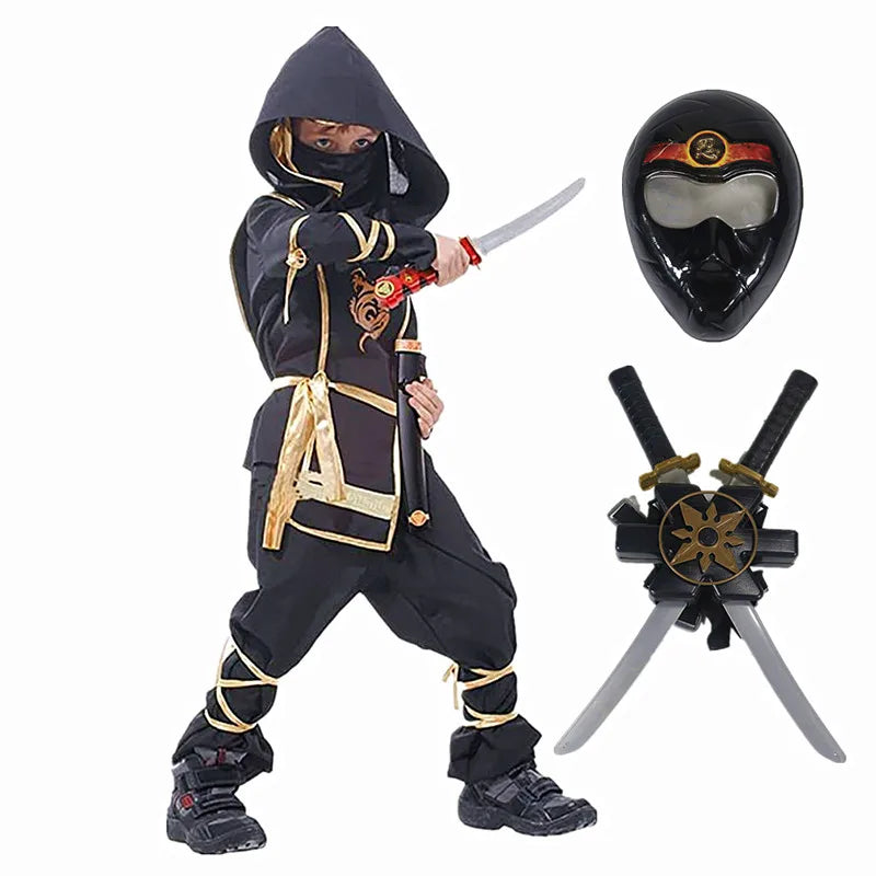 Fantasia Infantil Ninja Preto – Conjunto com Máscara e Acessórios