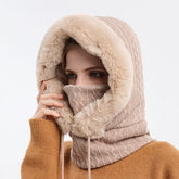Touca Feminina de Inverno Estilo Balaclava com Gola e Forro Fluffy – (Promoção de Inverno 2025)